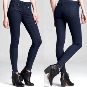 Rag & Bone Skinny Side Zipper Detail Black Moto Jeans Size 25
